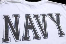 画像4: 90s USA製 U.S.NAVY 両面リフレクタープリント コットンTシャツ 白 M (4)