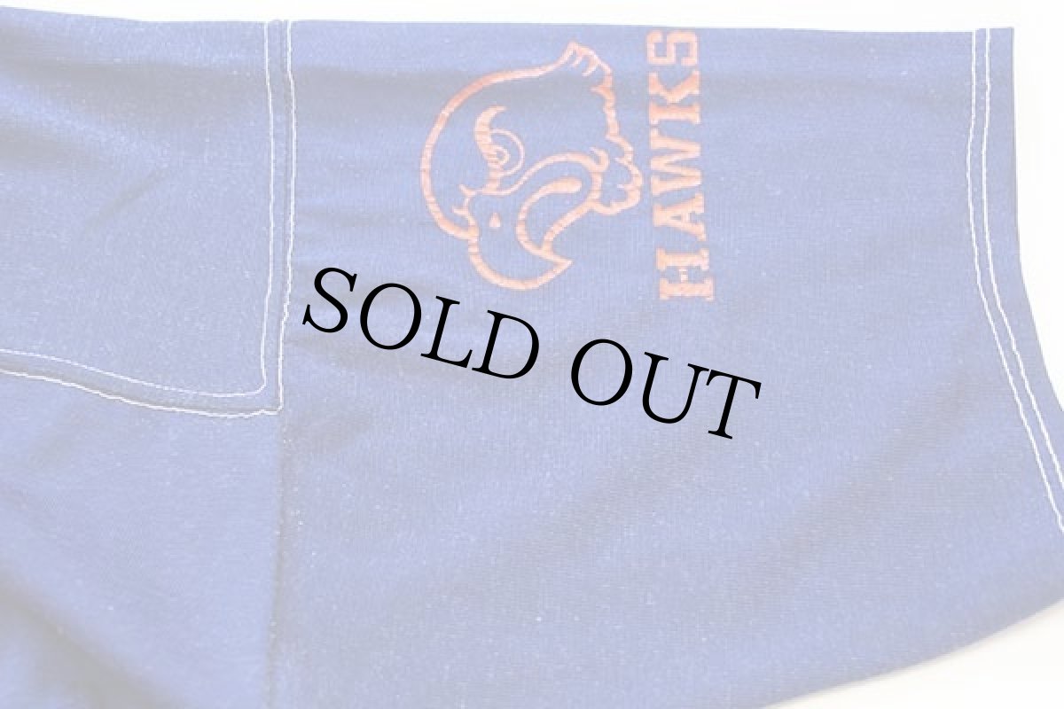 画像4: 70s USA製 ARTEX COOPER HAWKS ナイロン×コットン フットボールTシャツ 青 XL (4)