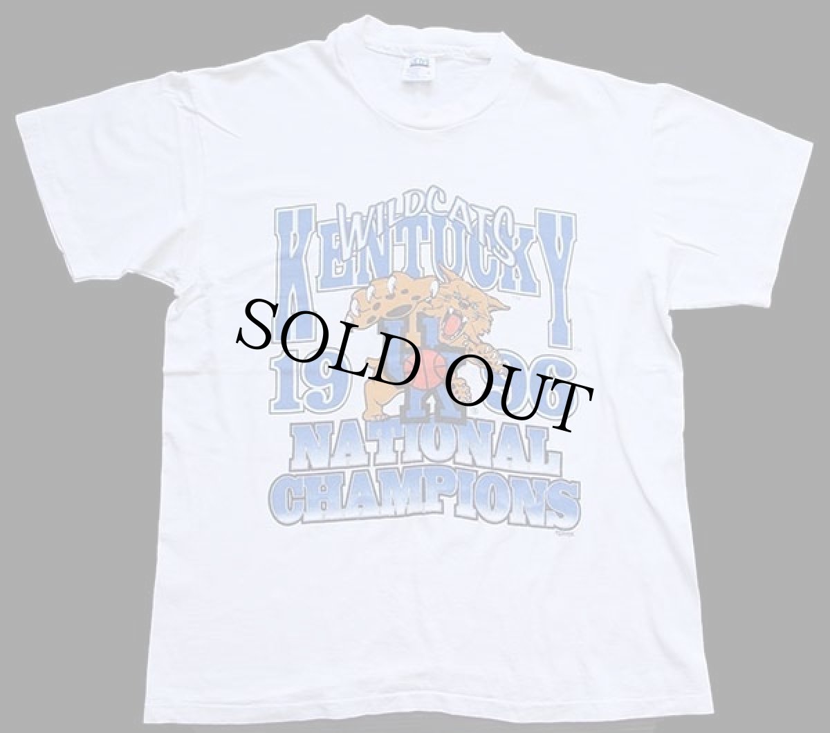 画像2: 90s USA製 KENTUCKY WILDCATS スコア 両面プリント コットンTシャツ 白 L (2)