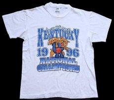 画像2: 90s USA製 KENTUCKY WILDCATS スコア 両面プリント コットンTシャツ 白 L (2)