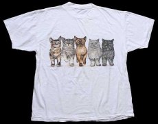 画像2: 90s キャット 両面プリント コットンTシャツ 白 (2)