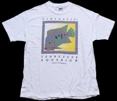 画像2: 90s USA製 Hanes FINTASTIC! TENNESSEE AQUARIUM フィッシュ アート コットンTシャツ 白 XL (2)