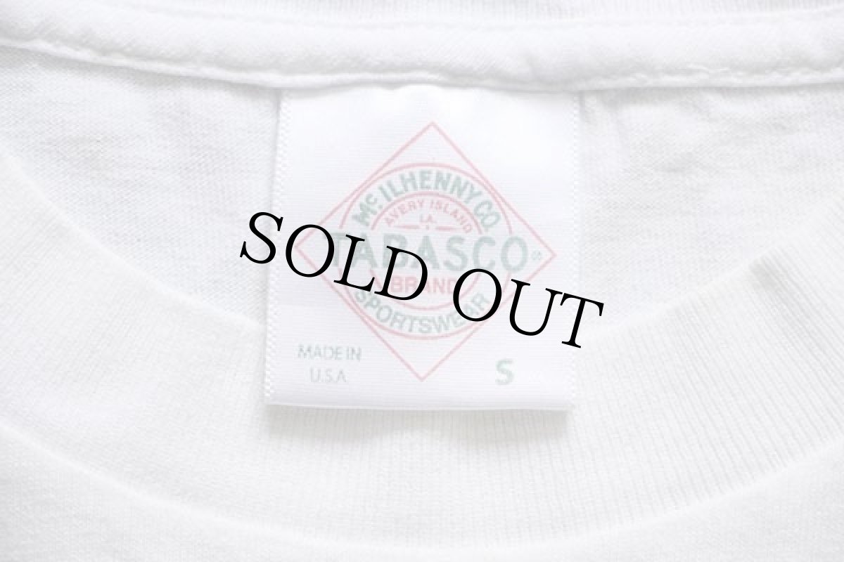 画像4: 90s USA製 TABASCO PEPPER SAUCE タバスコ ロゴ コットンTシャツ 白 S (4)