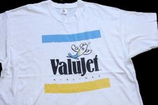 画像1: 90s USA製 Valujet AIRLINES ロゴ コットンTシャツ 白 XXL★特大 (1)