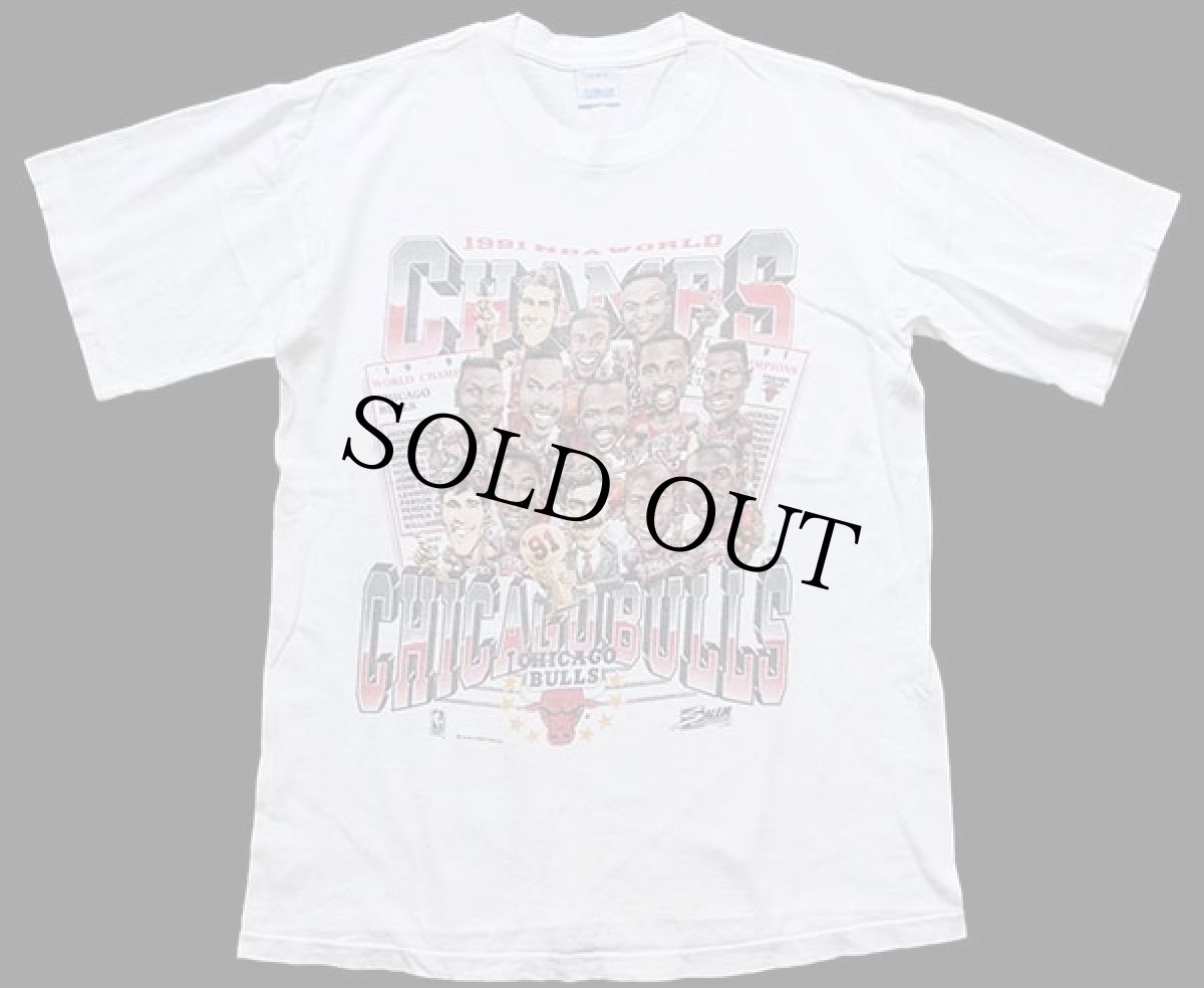 画像2: 90s SALEM 1991 NBA WORLD CHAMPS CHICAGO BULLS シカゴ ブルズ コットンTシャツ 白 M (2)