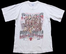 画像2: 90s SALEM 1991 NBA WORLD CHAMPS CHICAGO BULLS シカゴ ブルズ コットンTシャツ 白 M (2)