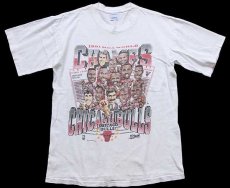 画像2: 90s 1991 NBA WORLD CHAMPS CHICAGO BULLS シカゴ ブルズ コットンTシャツ 白 M (2)