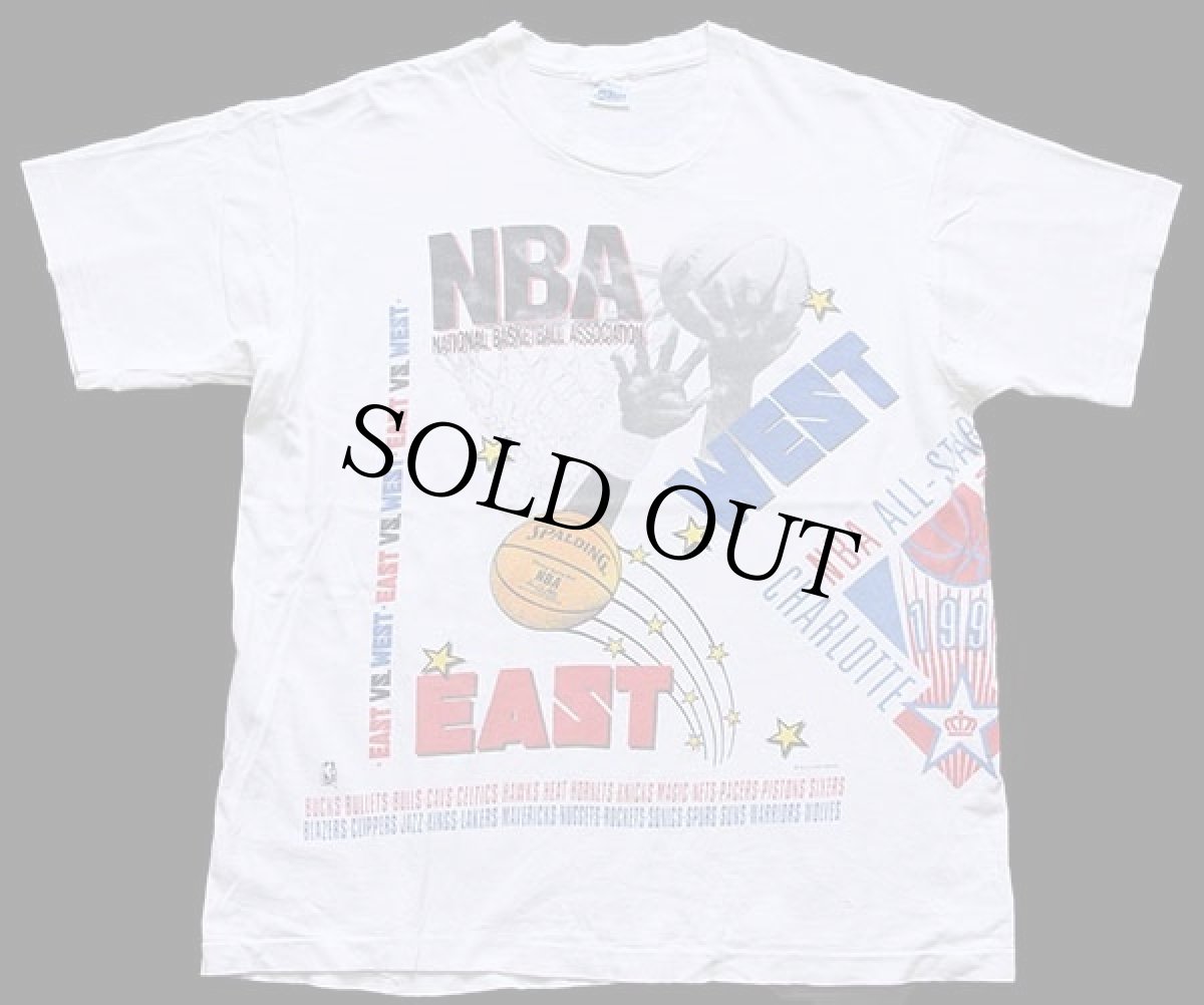 画像1: 90s USA製 NBA ALL-STAR GAME オールオーバープリント コットンTシャツ 白 XL (1)