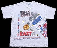 画像1: 90s USA製 NBA ALL-STAR GAME オールオーバープリント コットンTシャツ 白 XL (1)