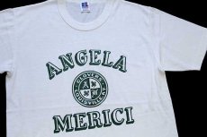 画像1: 90s USA製 RUSSELLラッセル ANGELA MERICI クローバー Tシャツ 白 M (1)