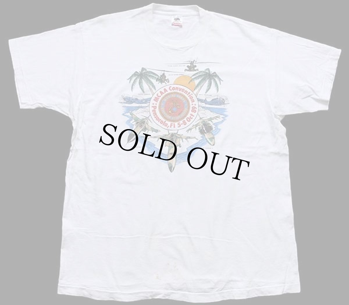 画像2: 80s USA製 MCAA Convention 戦闘機 ヘリコプター コットンTシャツ 白 XL (2)