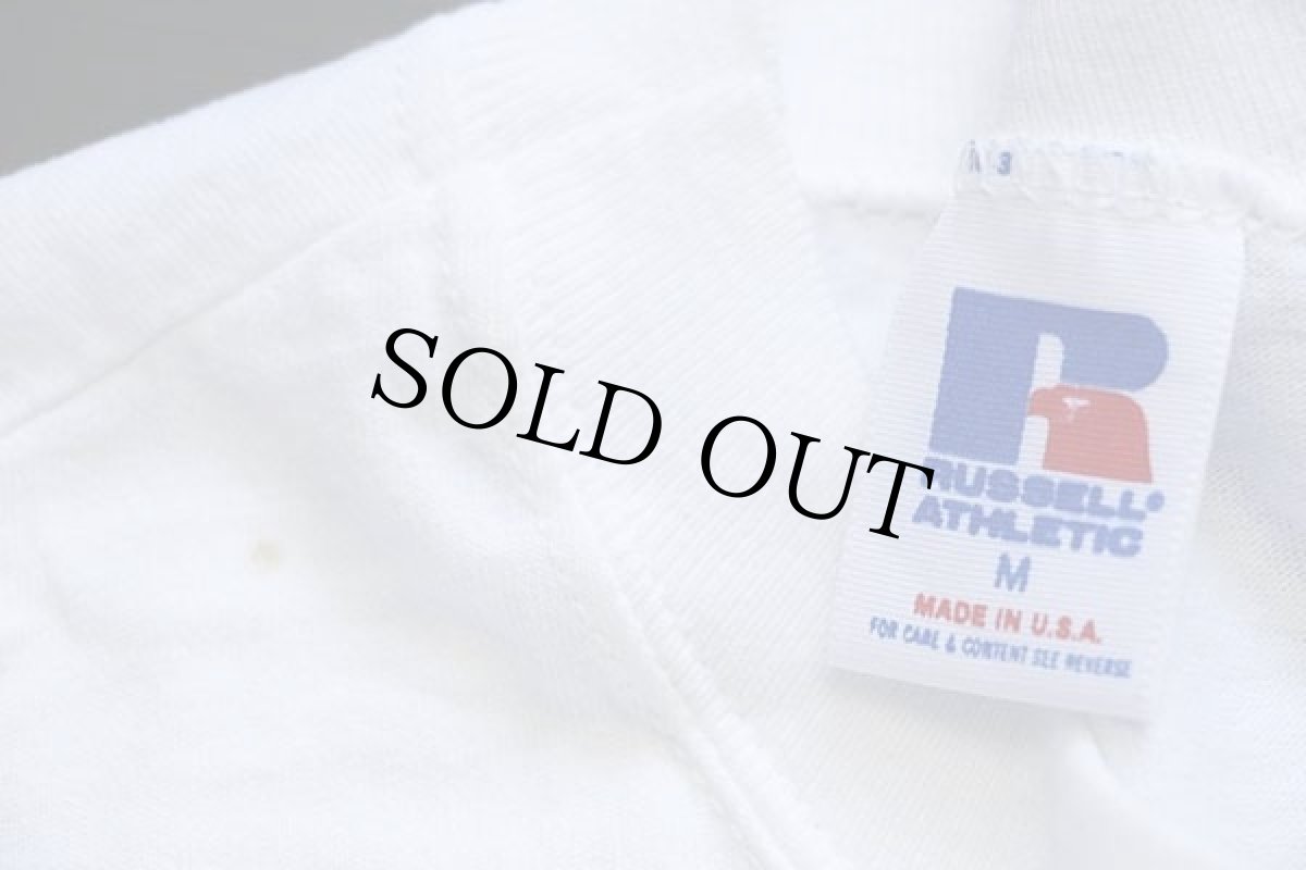 画像4: 80s USA製 RUSSELLラッセル SOUTH ALABAMA JAGUARS 足型 コットンTシャツ 白 M (4)