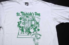 画像1: 90s USA製 St.Patrick's Day J.BARLEYCORN'S クローバー Tシャツ 白 XL (1)