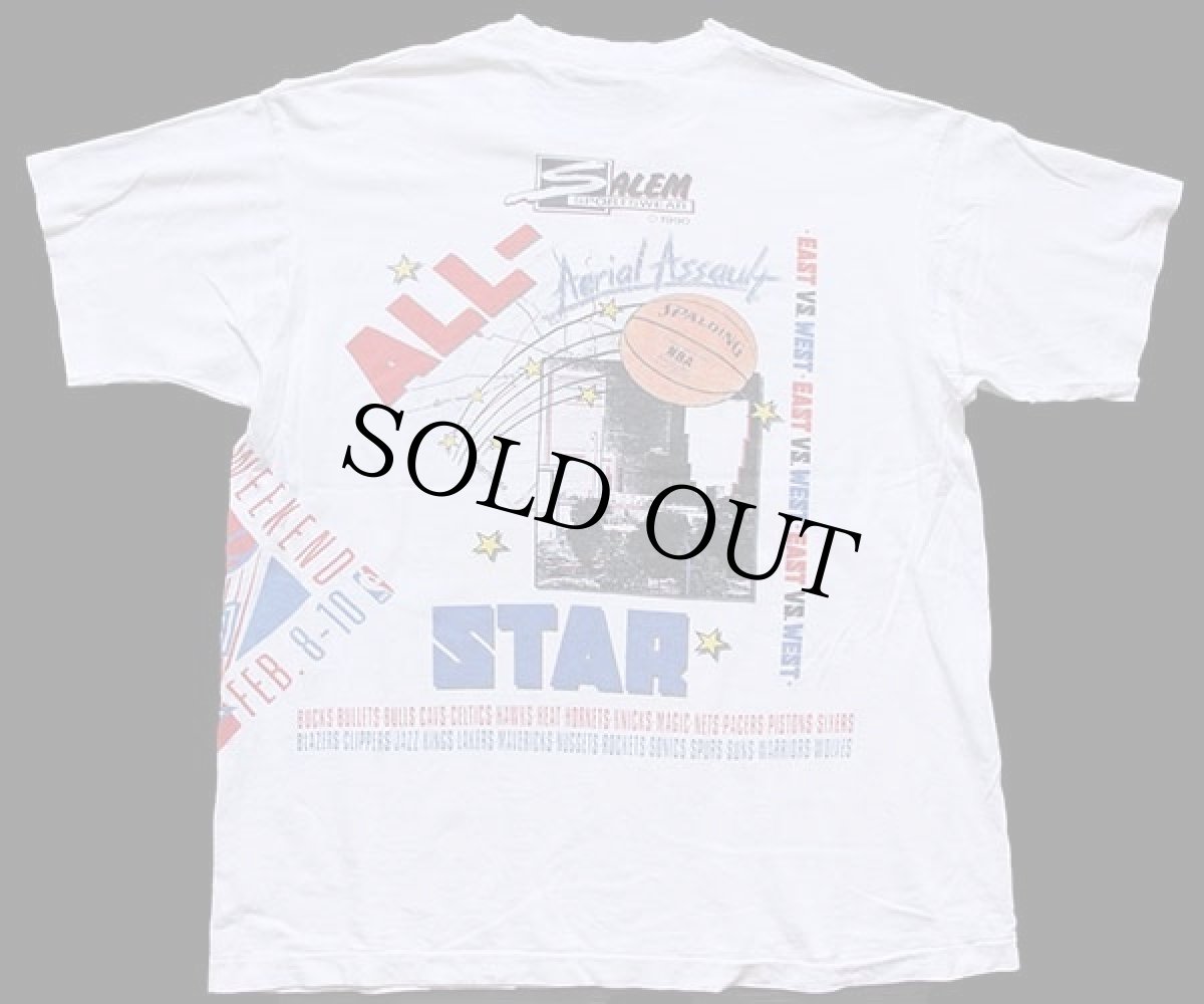 画像2: 90s USA製 SALEM NBA ALL-STAR GAME オールオーバープリント コットンTシャツ 白 XL (2)