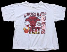 画像2: 90s NBA CHICAGO BULLS シカゴ ブルズ 3PEAT コットンTシャツ 白 M (2)