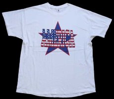 画像2: 90s AMERICA スター 星条旗柄 コットンTシャツ 白 XL (2)