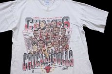 画像1: 90s SALEM 1991 NBA WORLD CHAMPS CHICAGO BULLS シカゴ ブルズ コットンTシャツ 白 M (1)