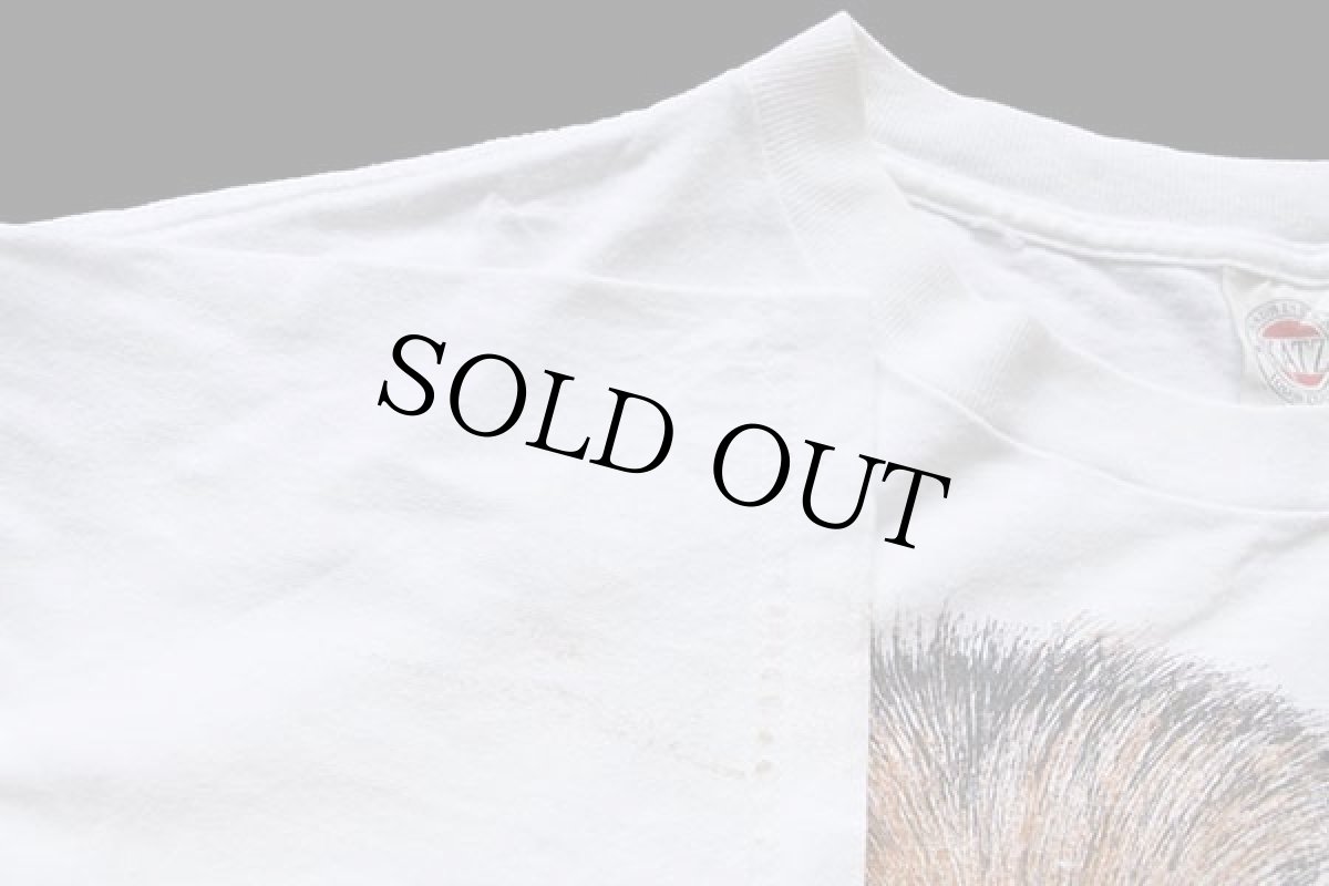 画像5: 90s USA製 ライオン アート コットンTシャツ ペンキ飛び 白 特大 (5)