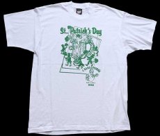 画像2: 90s USA製 St.Patrick's Day J.BARLEYCORN'S クローバー Tシャツ 白 XL (2)