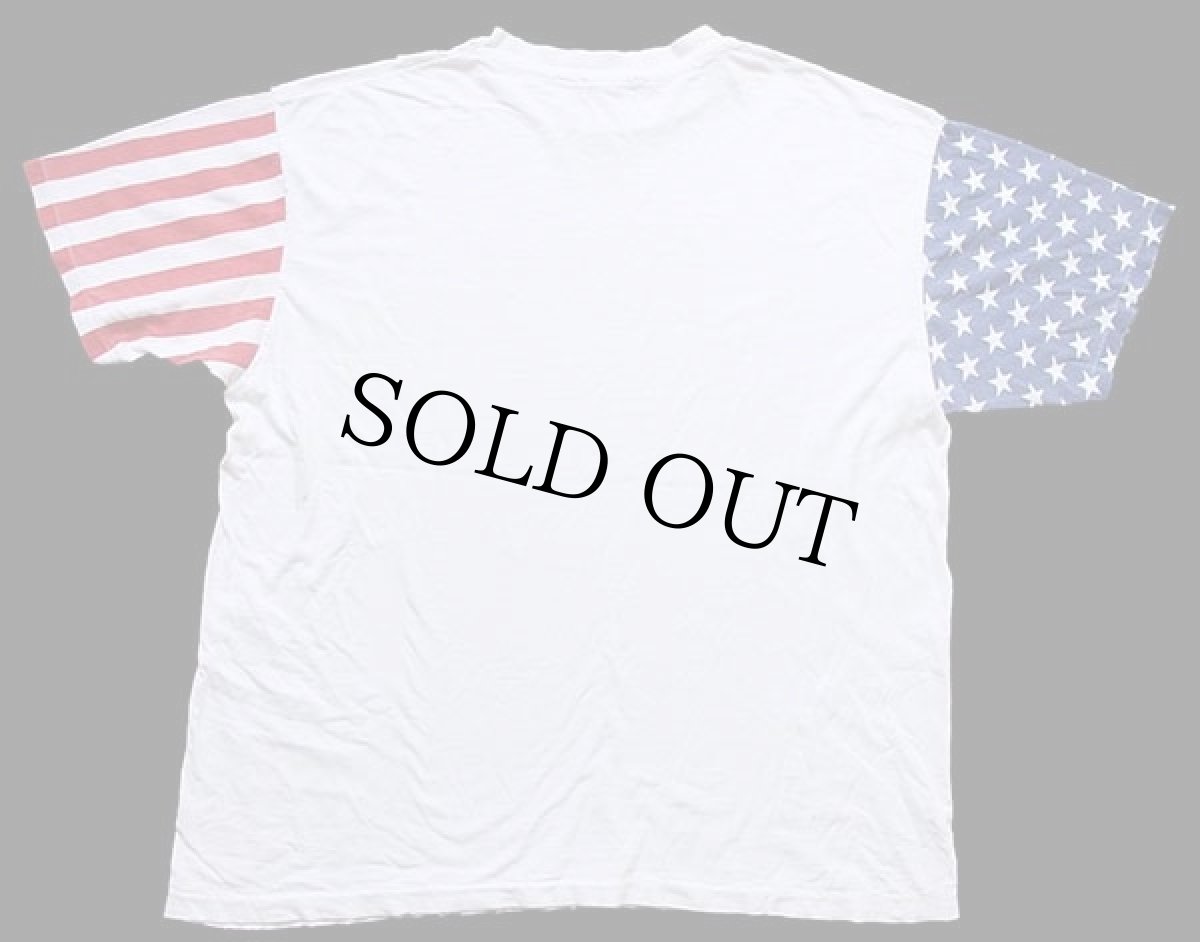 画像3: 90s USA製 American Airlines ロゴ 星条旗柄 切り替え コットンTシャツ 白 XL (3)
