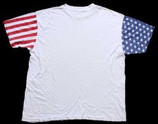 画像3: 90s USA製 American Airlines ロゴ 星条旗柄 切り替え コットンTシャツ 白 XL (3)