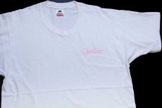 画像1: 90s USA製 Ozark Sun ヨット 両面 蛍光プリント コットンTシャツ 白 L (1)