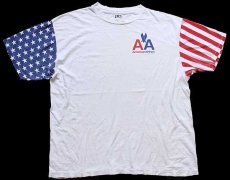 画像2: 90s USA製 American Airlines ロゴ 星条旗柄 切り替え コットンTシャツ 白 XL (2)