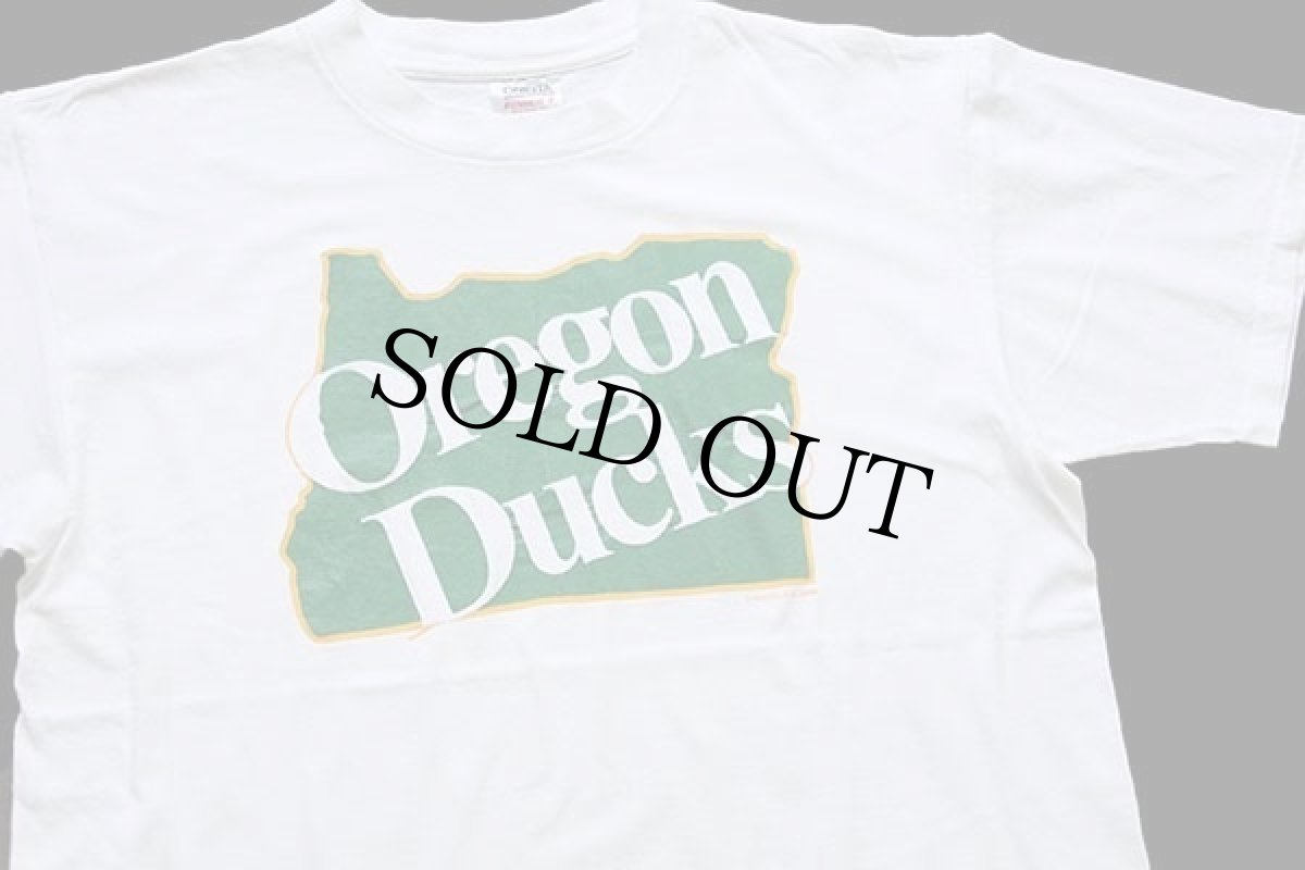 画像1: 90s USA製 Oregon Ducks コットンTシャツ 白 XL (1)