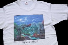 画像1: 90s USA製 Mystic Night アート コットンTシャツ 白 L (1)