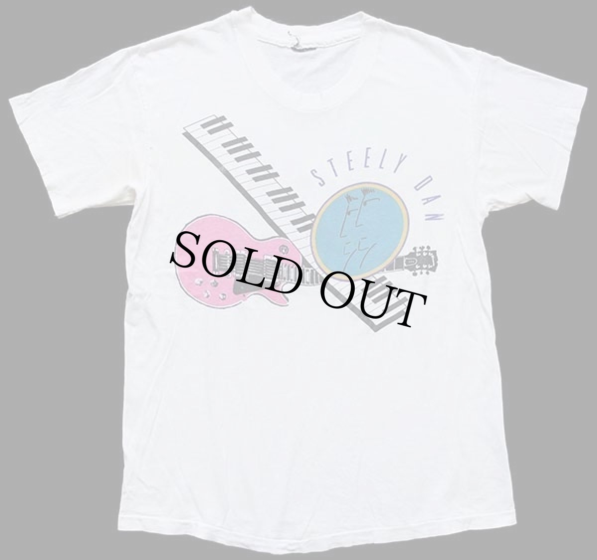 画像2: 80s STEELY DAN Sue me if I play too long ギター 鍵盤 両面プリント コットン バンドTシャツ 白 (2)