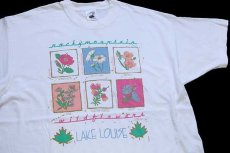 画像1: 90s カナダ製 rocky mountain wildflowers フラワー アート コットンTシャツ 白 XL (1)