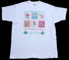 画像2: 90s カナダ製 rocky mountain wildflowers フラワー アート コットンTシャツ 白 XL (2)