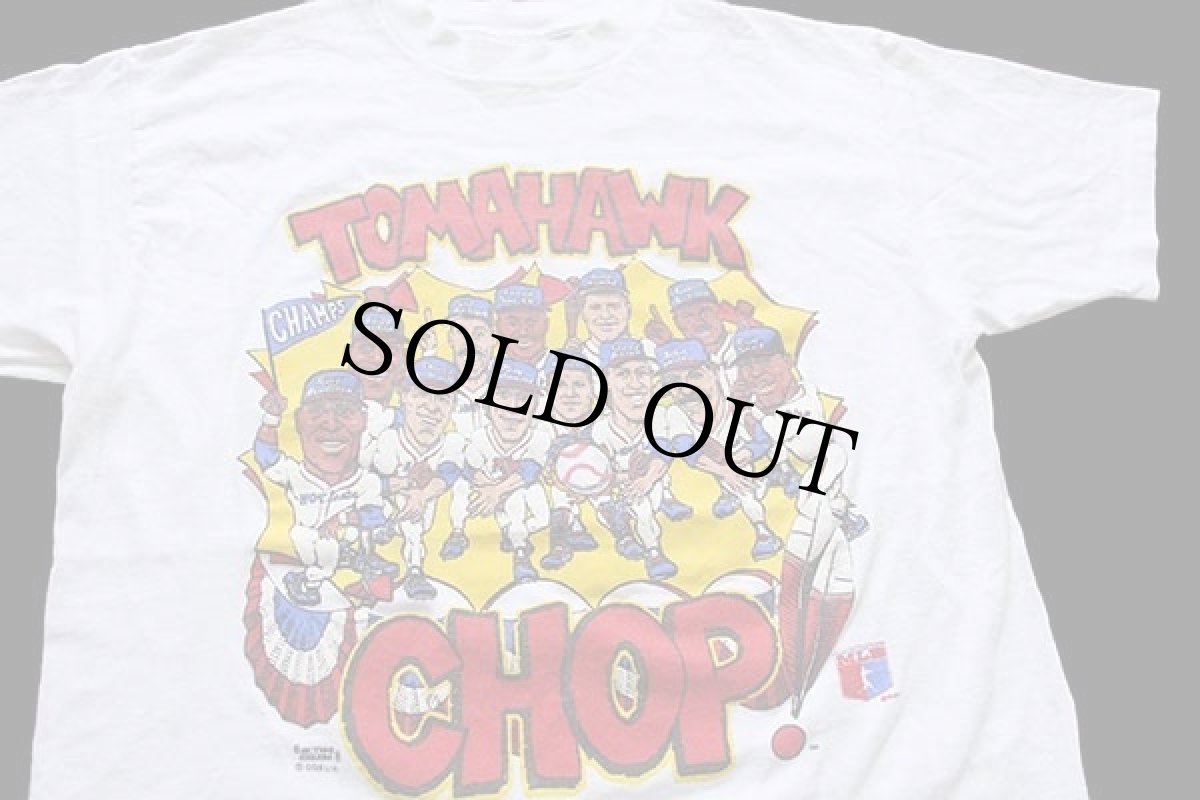 画像1: 80s MLB TOMAHAWK CHOP コットンTシャツ 白 (1)