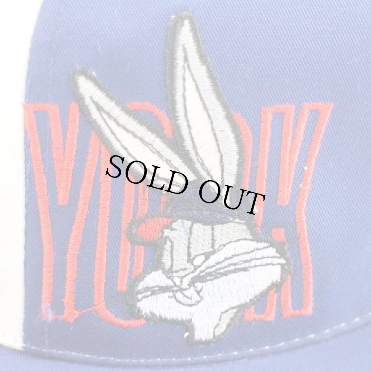 画像4: デッドストック★00s MLB NewYork Yankees ヤンキース×バッグスバニー刺繍 バイカラー ベースボールキャップ 青×白 (4)