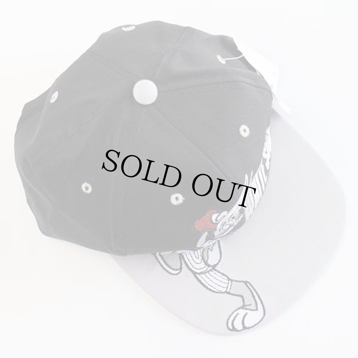 画像3: デッドストック★00s MLB WHITE SOX × バッグスバニー刺繍 ツートン ベースボールキャップ 黒×グレー (3)