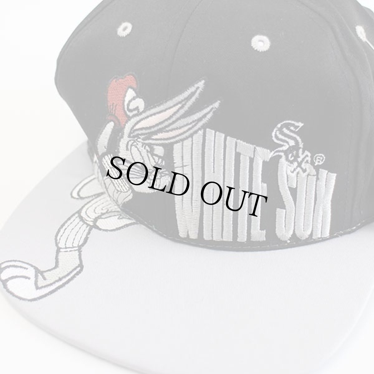 画像4: デッドストック★00s MLB WHITE SOX × バッグスバニー刺繍 ツートン ベースボールキャップ 黒×グレー (4)