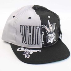 画像1: デッドストック★00s MLB WHITE SOX ホワイトソックス×バッグスバニー刺繍 バイカラー ベースボールキャップ 黒×グレー (1)