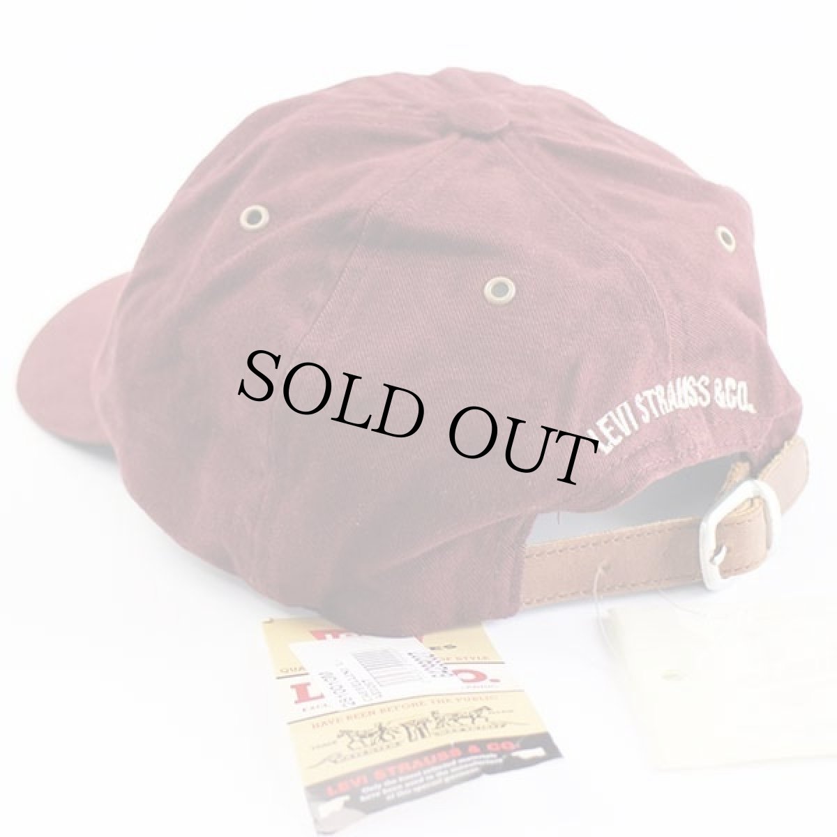 画像2: デッドストック★Levi'sリーバイス ロゴ刺繍 コットンキャップ バーガンディ (2)