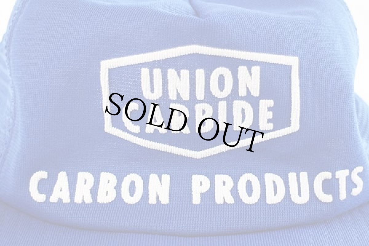 画像4: 80s USA製 UNION CARBIDE CARBON PRODUCTS 発泡プリント メッシュキャップ 青 (4)