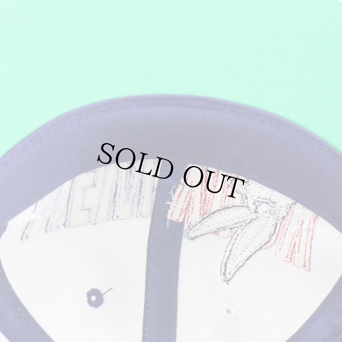 画像8: デッドストック★00s MLB NewYork Yankees ヤンキース×バッグスバニー刺繍 バイカラー ベースボールキャップ 青×白 (8)