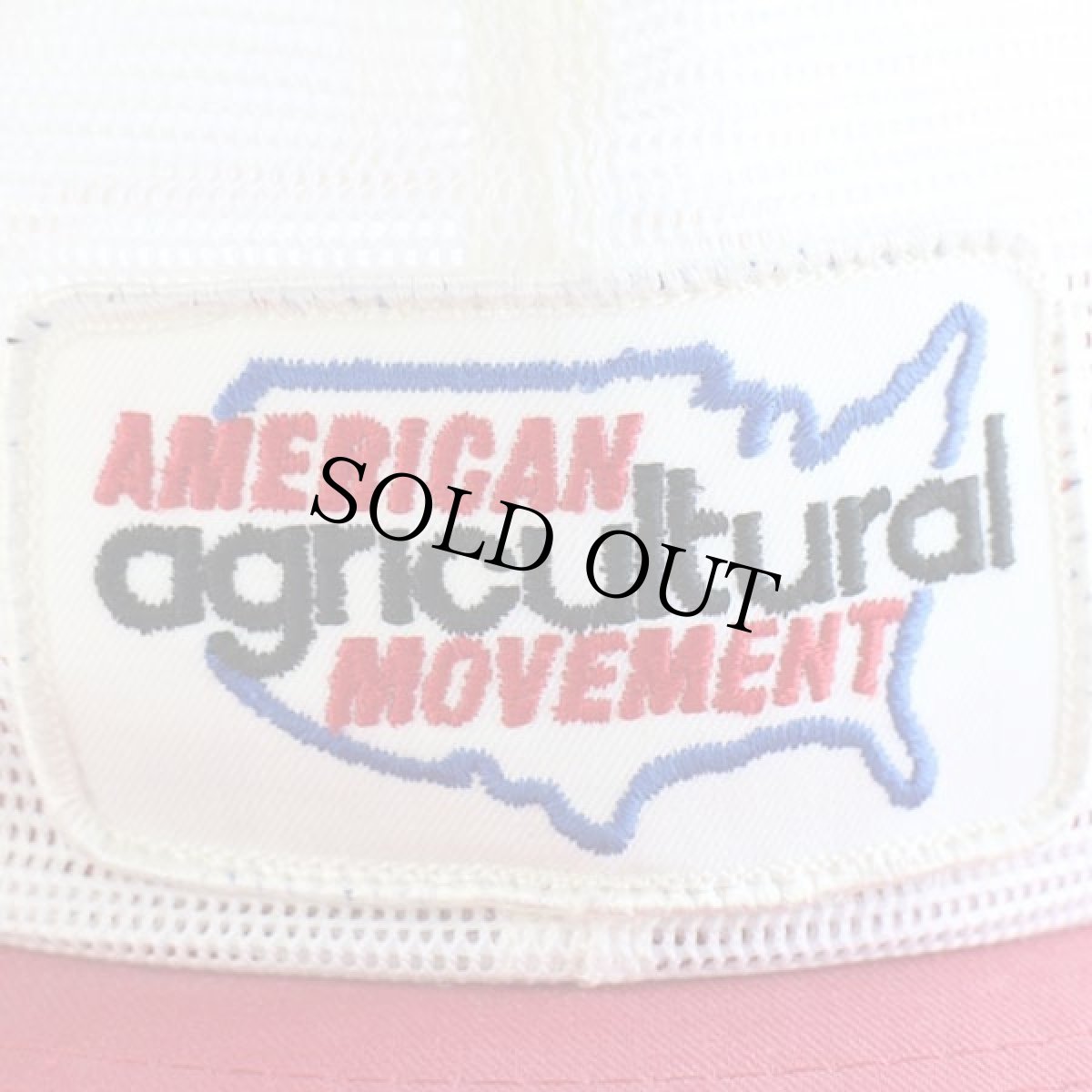 画像5: 80s AMERICAN agricultural MOVEMENT パッチ付き ツートン オールメッシュキャップ 白×赤 (5)