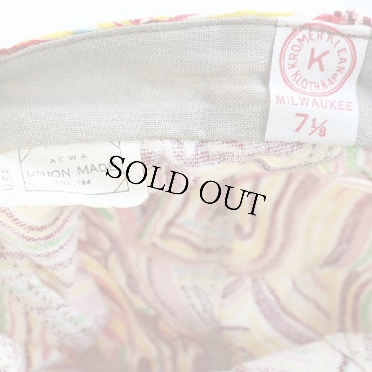 画像4: 60s USA製 KROMER 総柄 コットン ワークキャップ 7 1/8 (4)