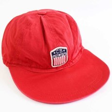 画像1: デッドストック★イタリア製 C.B.ATHLETIC パッチ付き ロングビル USED加工 コットンキャップ 赤 M (1)