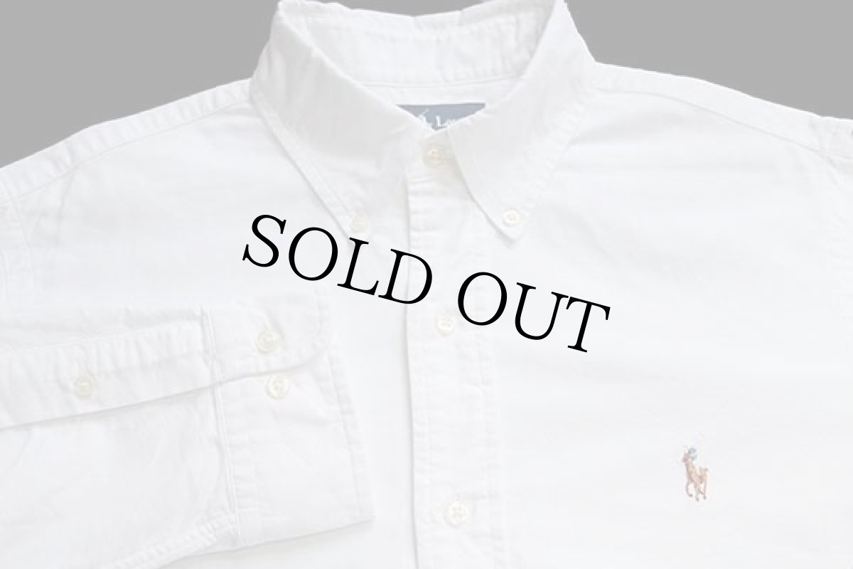 画像3: ラルフローレン ワンポイント ボタンダウン オックスフォード コットンシャツ 白 15.5 (3)