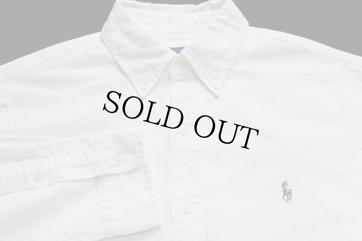 画像3: ラルフローレン ワンポイント ボタンダウン オックスフォード コットンシャツ 白 M (3)