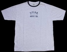 画像2: デッドストック★90s USA製 C.F.I.S.D. PHYS.ED. レイヤードネック コットンTシャツ 杢ライトグレー XL★A (2)