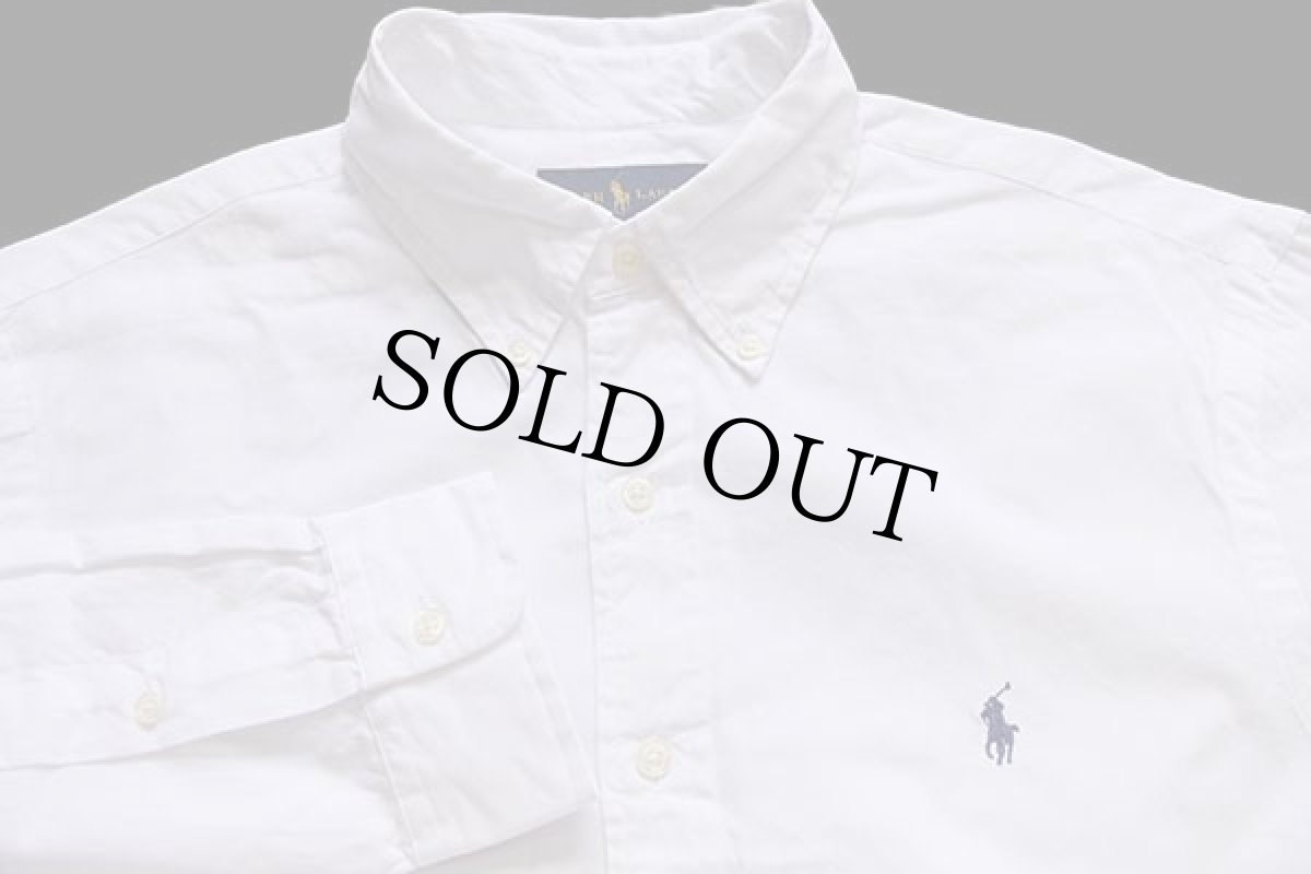 画像3: ラルフローレン ワンポイント ボタンダウン コットンシャツ 白 L (3)