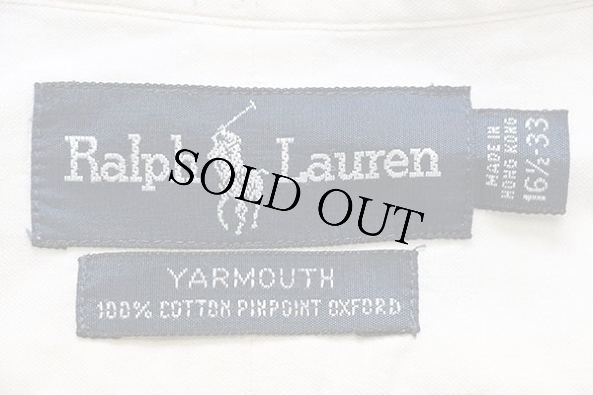 画像4: 90s ラルフローレン ワンポイント ボタンダウン ピンポイント オックスフォード コットンシャツ アイボリー 16.5 (4)