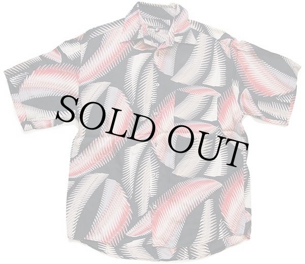 old　イタリア製　デザインシャツ　TISSUE NOVELTY　総柄　個性的 イタリア製 TIPO'S SHIRT アート 半袖 レーヨンシャツ L