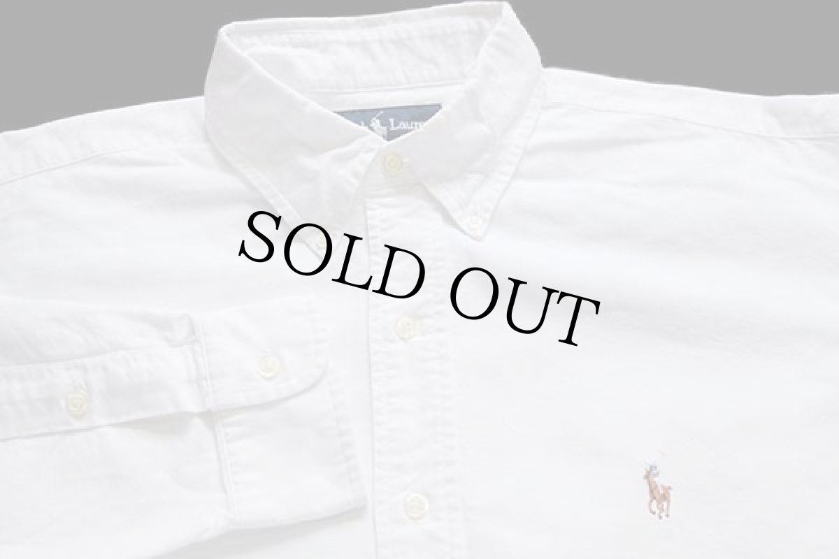 画像3: ラルフローレン ワンポイント ボタンダウン オックスフォード コットンシャツ 白★O (3)